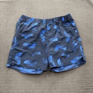 REI Co-op Shorts Mens Medium Blue Black Abstract Swim Trunks Nylon Lined Pocket
